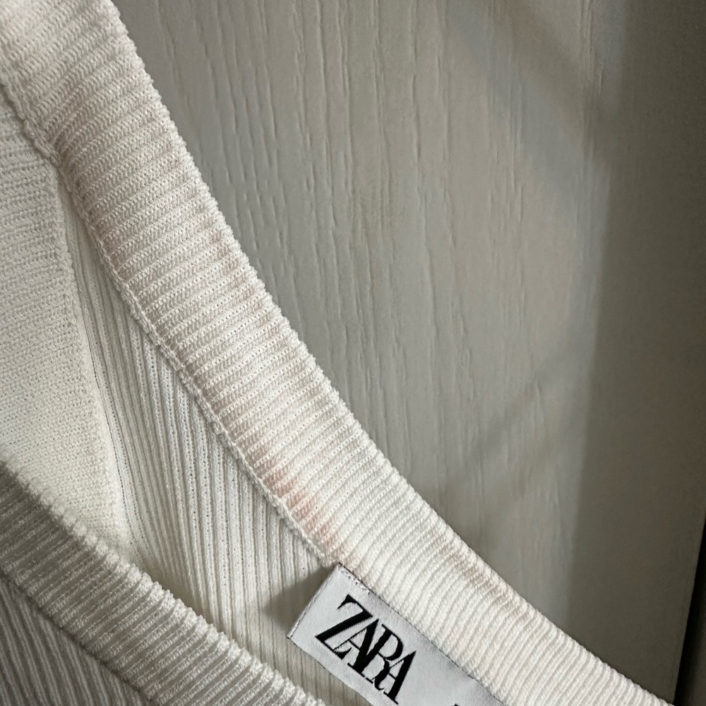 White Asymmetrical Ribbed Top - Picture 5 of 5